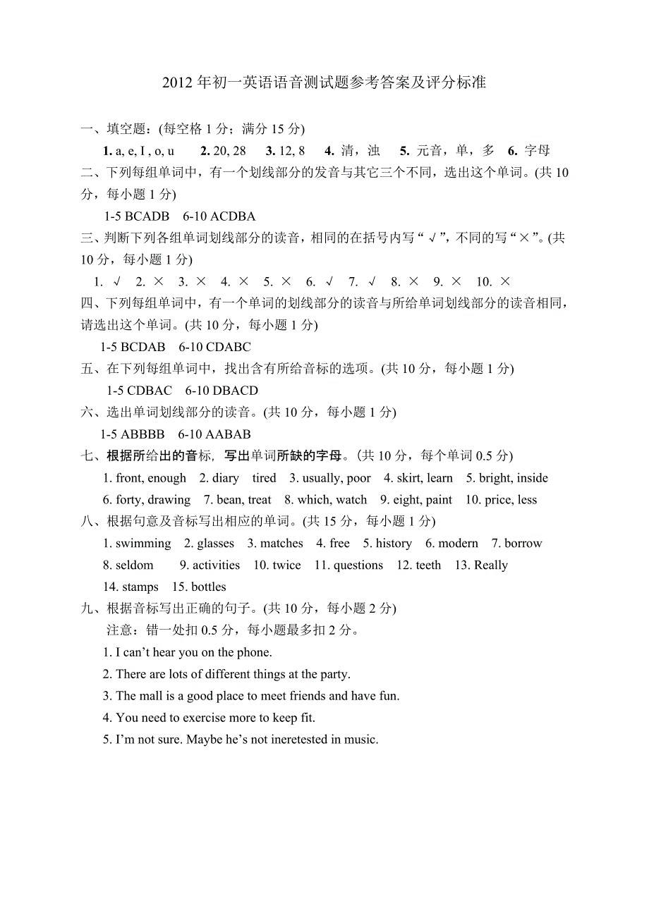 2012年初一英语语音测试题1 (2)_第3页